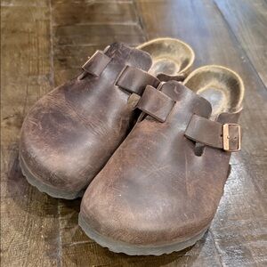 Brown Leather Birkenstock Clogs